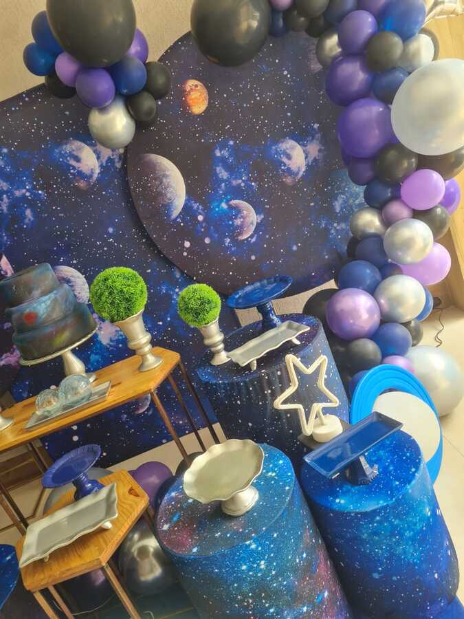 Aluguel Mesa Decorada Galaxia Universo Decorado