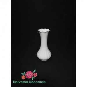 Vaso cerâmica boca ondulado solitário branca P
