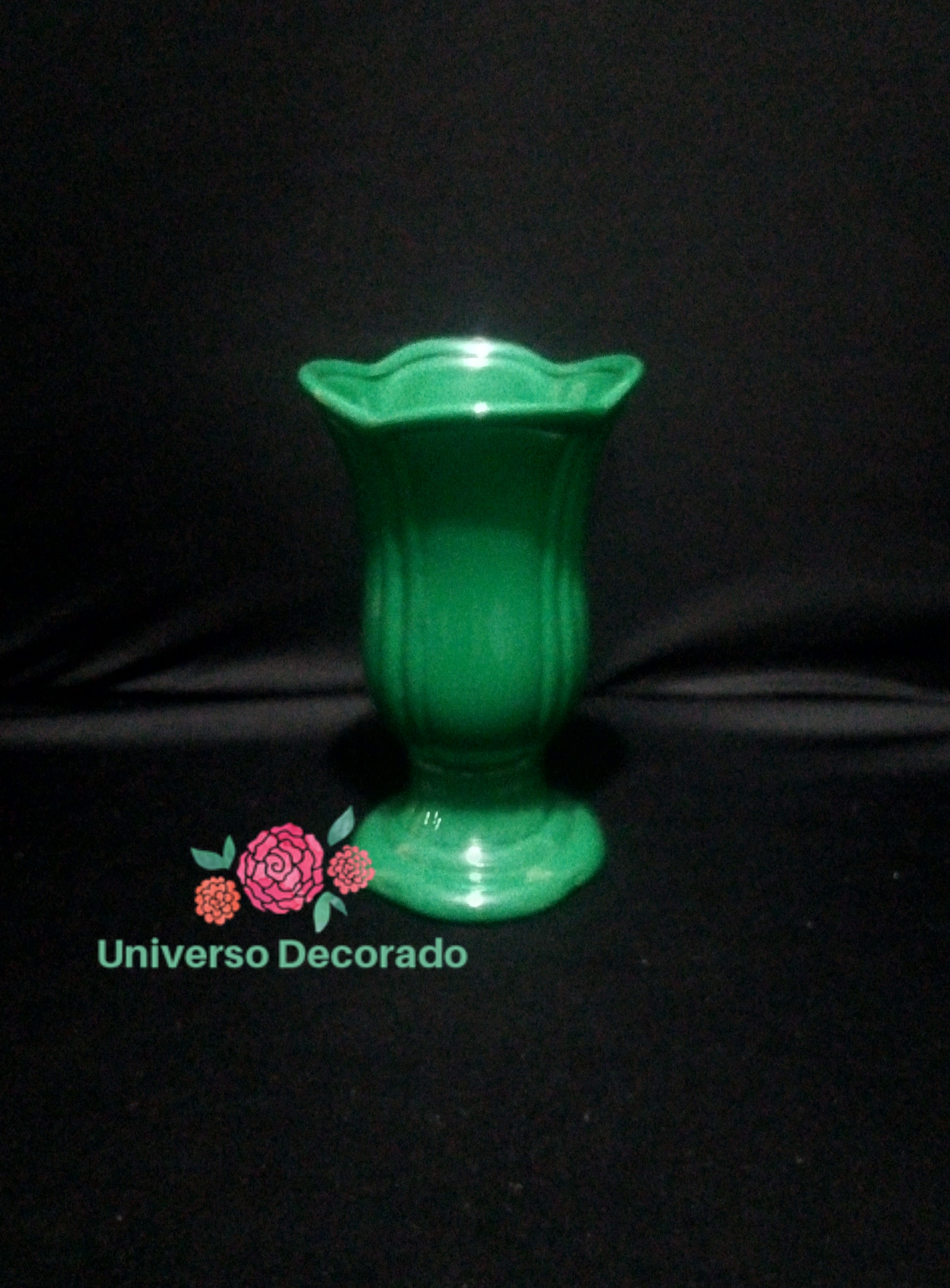 Vaso cerâmica verde escuro