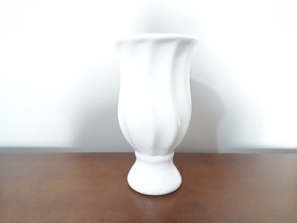 Vaso Ceramica Branca Torcido G