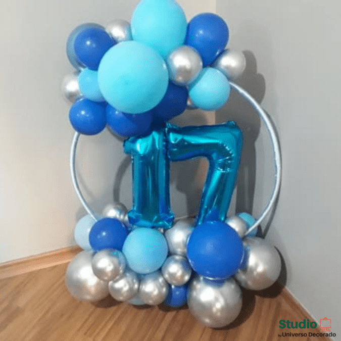 Arranjo-balões-bambole-Numero-Azul
