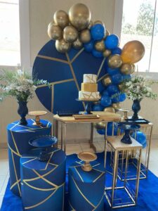 Mini Table Azul e Dourada