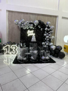 Mini table preto e prata com painel shimmer (2)