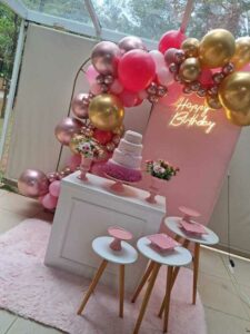 Mini Table Aniversario Rosa Portal