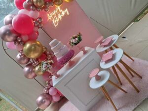 Mini Table Aniversario Rosa Portal
